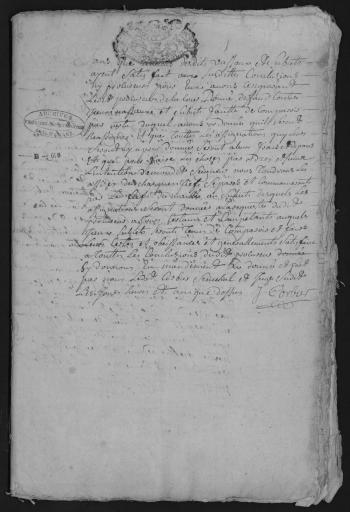 De 1715 à 1716. L'ensemble du cahier 28 feuillets (in-4°, papier) a été numérisé et quelques actes ont été analysés. Tenues d'assises du fief de Maillé, par "Jacques Corbier, avocat au siège royal de Fontenay-le-Comte, sénéchal de la baronnie de Maillezais, fiefs et membres en dépendant"