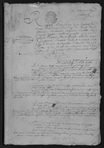 De 1787 à 1790. L'ensemble du cahier de 50 feuillets (in-4°, papier) a été numérisé et quelques actes ont été analysés.
