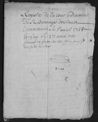 De 1748 à 1750. L'ensemble du cahier de 20 feuillets (in-8°, papier) a été numérisé et quelques actes ont été analysés.