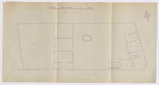 Projet d'agrandissement et aménagement de l'école maternelle du Port : plan d'ensemble des dispositions actuelles, 19 octobre 1951.