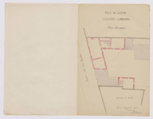 Collège communal : plan des caves, 30 janvier 1879 / Arsène Charier, architecte.