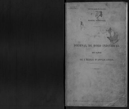(154 J 10). Formation dans la marine de Jacques Prim : journal de bord individuel des élèves de l'école d'application, 1925-1926.