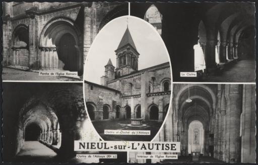 (225J7). Abbaye de Nieul-sur-l'Autise : vue générale (vues 1 et 2), extérieur et intérieur de l'église abbatiale (vues 3 à 17), cloître (vues 18 à 30), crosses des premiers abbés (vue 31).
