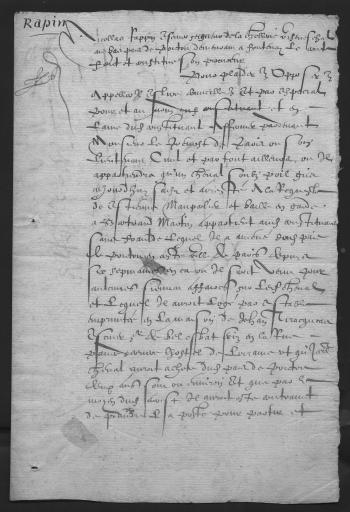 (176 J 102). Constitution de procureur en blanc signée par Nicolas Rapin (7 févr. 1579), suivie de sa transcription publiée dans la Revue du Bas-Poitou, 1958, p. 348-349.