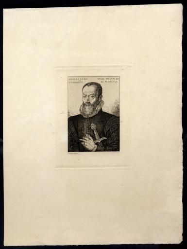 (176 J 20). Nicolas Rapin, grand prévost de [la] connestablie de France / E. Vexiau. - s.d. - 1 estampe sur papier ; 37,3 x 27,7 cm la gravure et 11,5 x 8 cm le portrait.