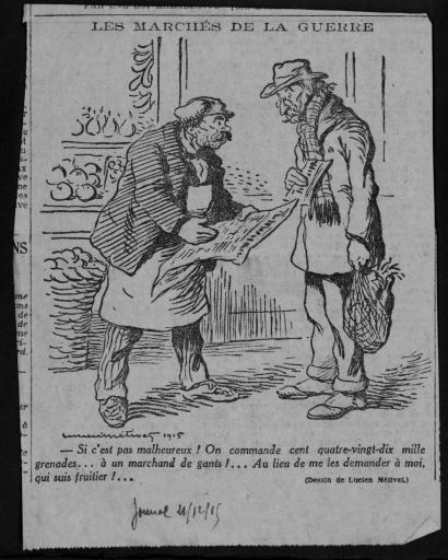 (59 J 49). Dessins et caricatures de Lucien Métivet parus dans "Le Journal" et dans la presse espagnole (décembre 1915-novembre 1916)