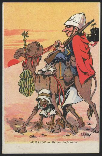 (176 J 120). Maroc. - 3 caricatures imprimées au format carte postale.